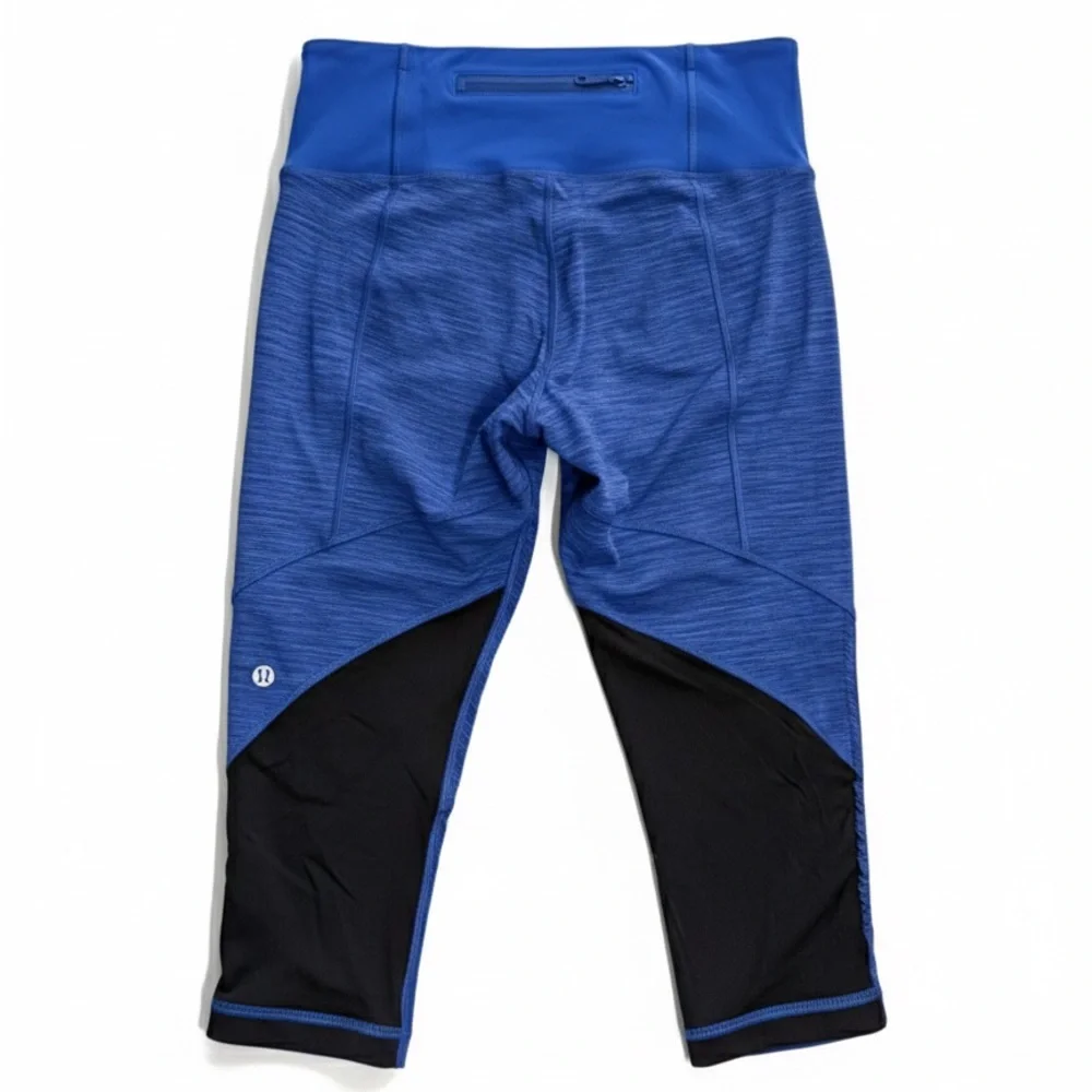 Lululemon Pace Rival Crop (Size 6) – Heathered Royal Blue/Black